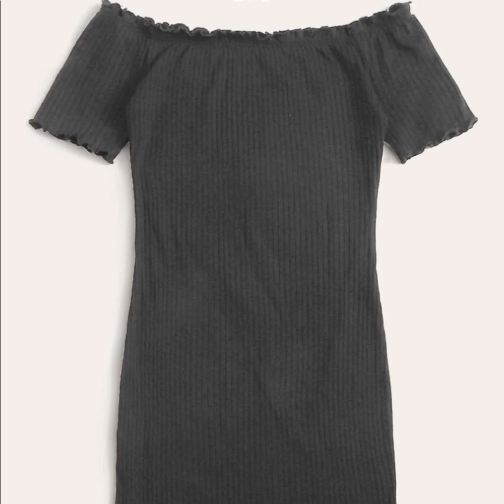 Gray fitted off the shoulder dress